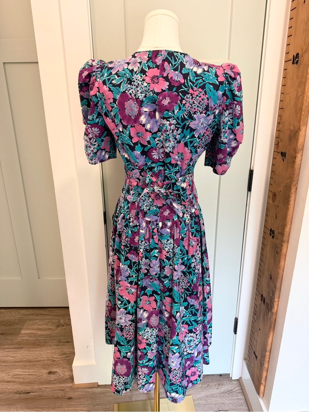 Vintage Style My Way Floral Dress 80’s 90’s Saved by the Bell SMW Puff Sleeve - Picture 4 of 8